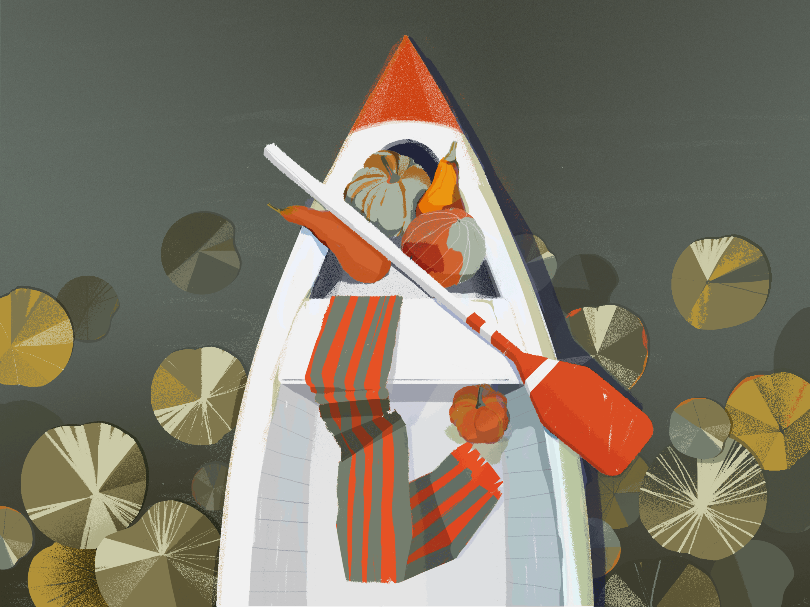 autumn boat illustration